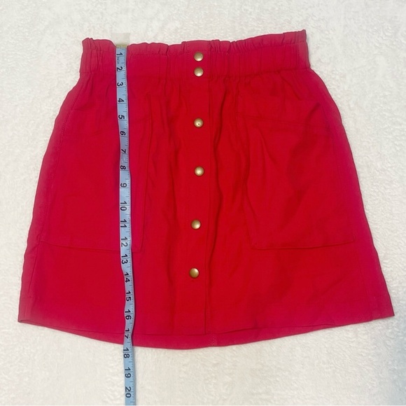 NWT a loves a bright berry red Button Down Paper Bag skirt women's small - Picture 4 of 12